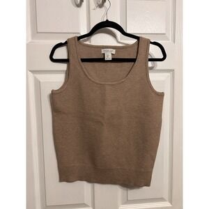 Rachel Zoe Small Sweater Scoop Neck Tank Top Sleeveless Ribbed Knit Caramel
